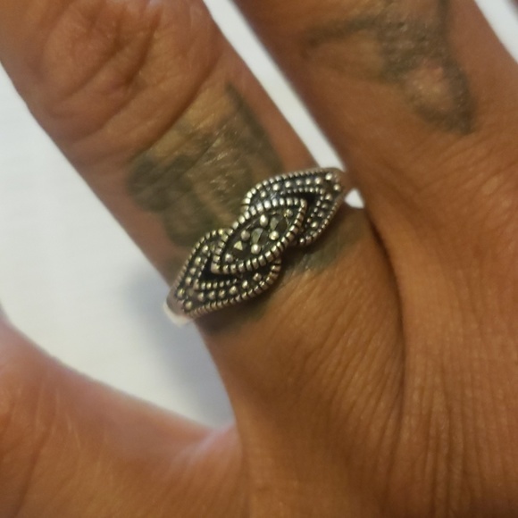 Evil Eye Marcasite Ring Sterling Silver - Picture 2 of 2